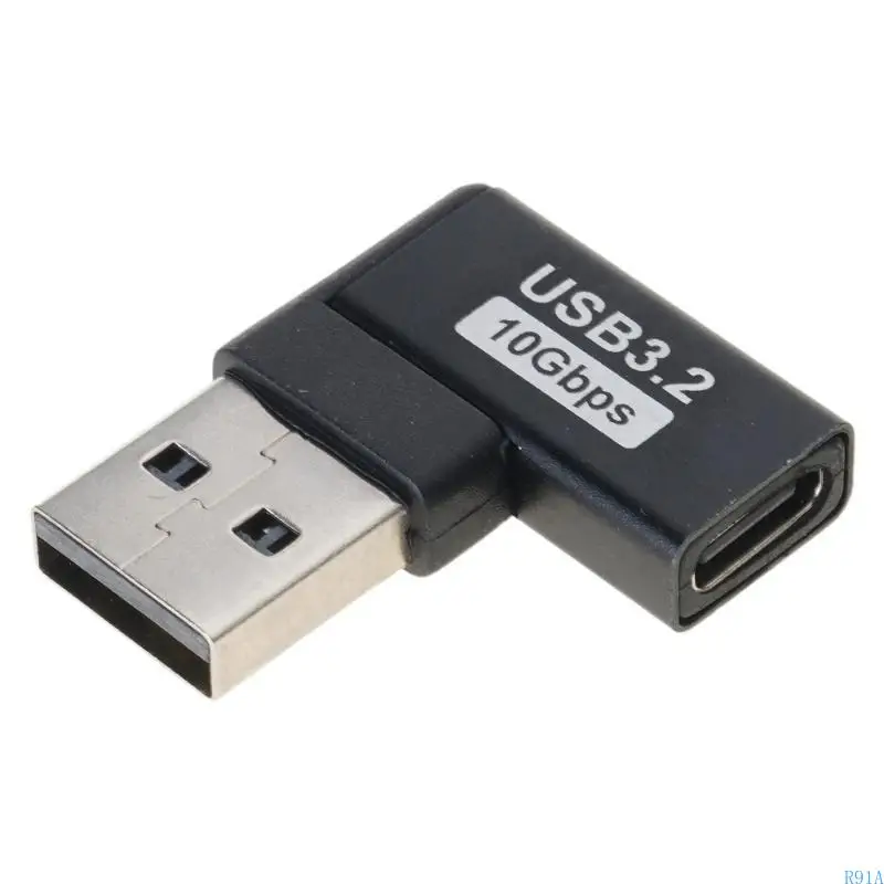 R91A Тип C Женский до USB 3,0 Мужской конвертер 10 Гбит / с типа C до USB 3,0 90 градусов