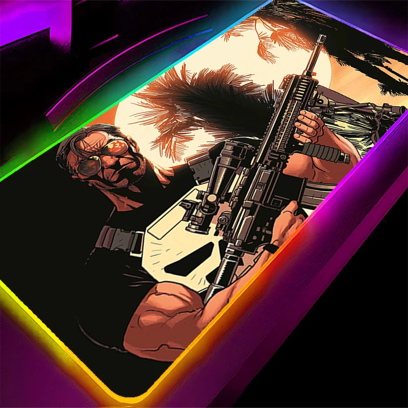 لوحة ماوس للألعاب RGB بإضاءة خلفية كبيرة لألعاب الكمبيوتر، لوحة ماوس LED بيضاء مطاطية مع حافة قفل، حصيرة ماوس الألعاب XXL