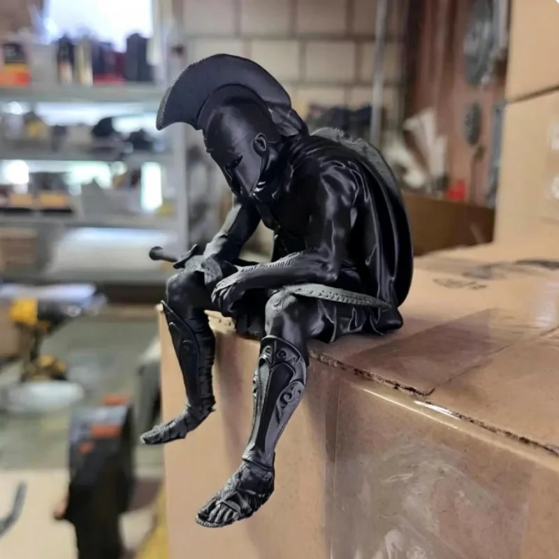 3D Printed Ancient Greek Warrior Sitting Figurine Mini Spartan Soldier Statue Collectible Ornament For Bookshelf Desk Decor