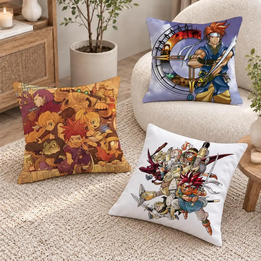 Retro Game Chrono Trigger Cushion Cover Short Plush Pillow Cover, Washable Wrinkle-Resistant for Sofa Bedroom Decor Gift