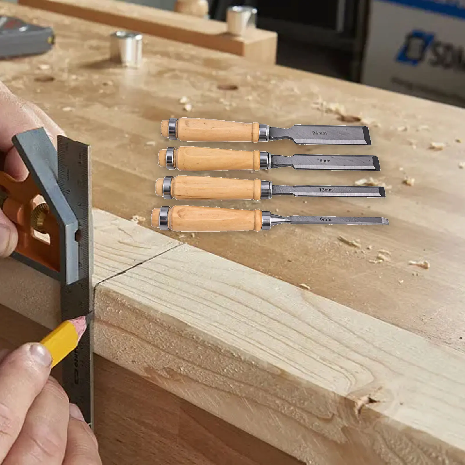 Chisel Set For Wood Carbon Steel Chisels For Professionals For Beginners Blade Length About 12 Cm Suitable For Hardwood