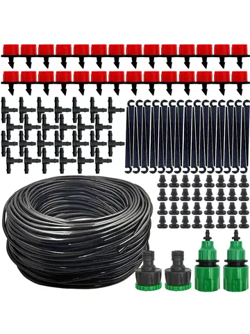 Micro Drip Irrigation System Portable 20M Automatic Watering with Adjustable Drippers Misting Watering Kits Garden Hose