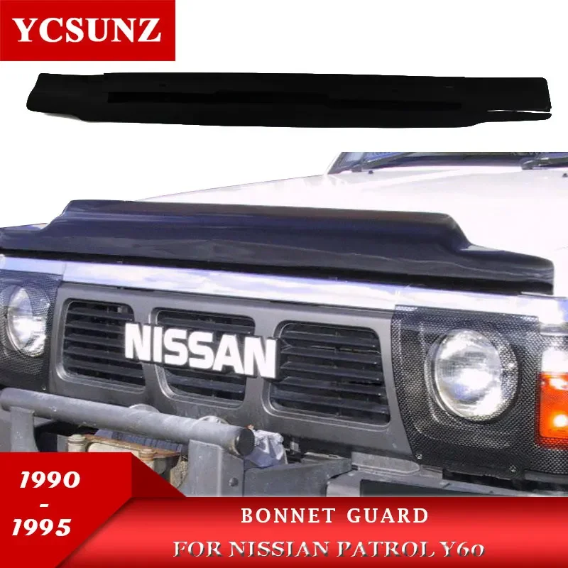 Bonnet Guard Protector For Nissan Patrol Y60 1990 1991 1992 1993 1994 1995 Tinted Guard Hood Deflector Car Accessories