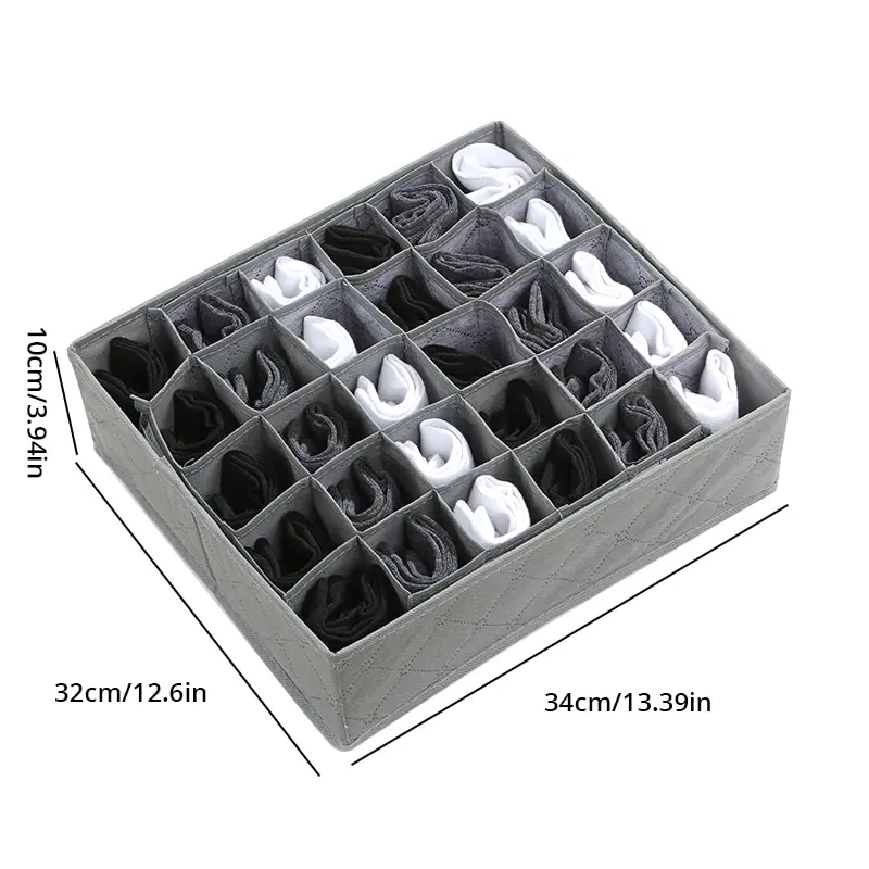 1pc Black 30 Grids Underwear Organizer Foldable Cabinets Drawer Underwear Divider Storage Box Hard Bra Socks Closet Storage