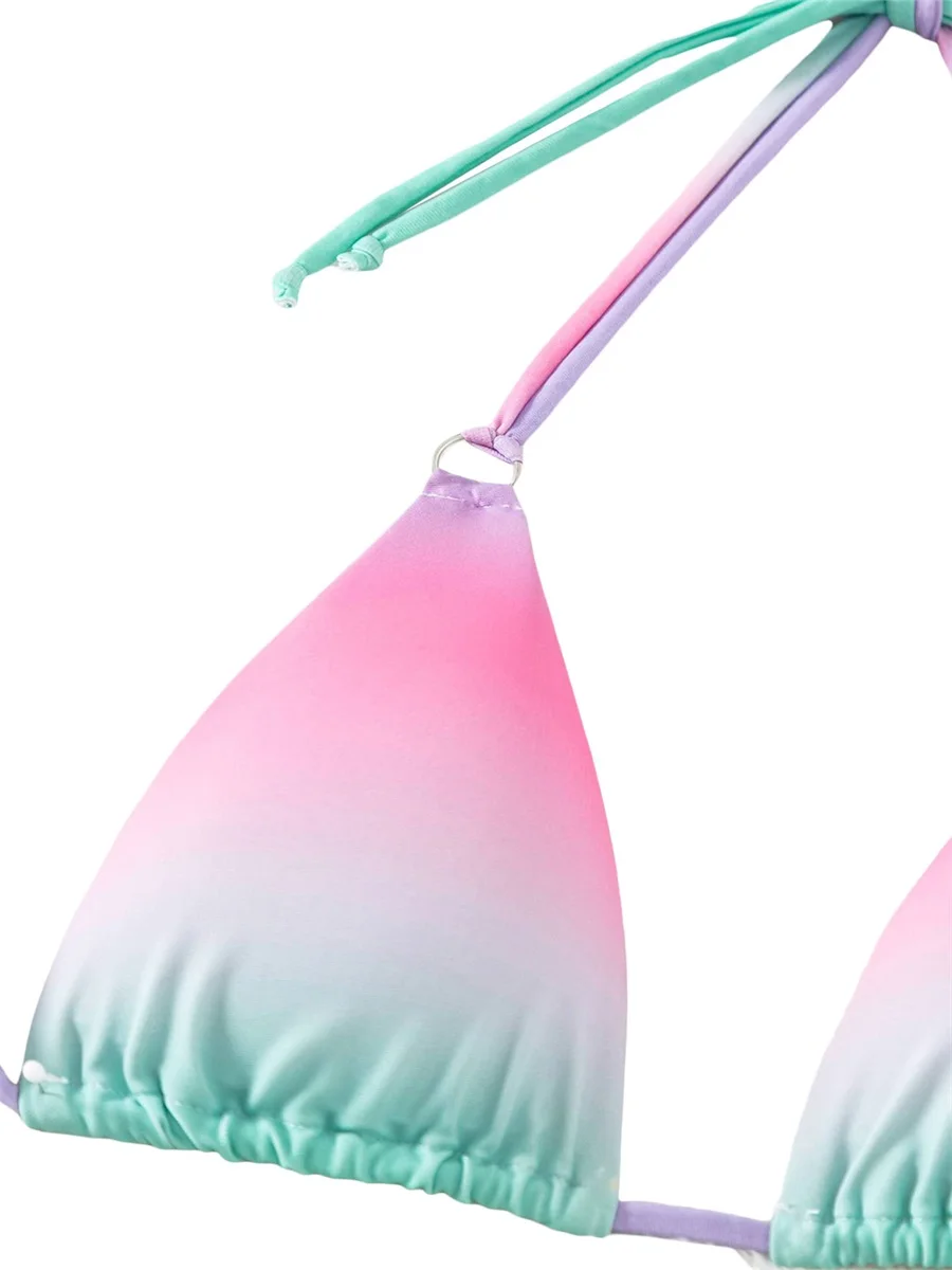 طقم بيكيني مكون من قطعتين للنساء ، ملابس سباحة سباغيتي ، حمالة صدر مثيرة ، ربطة عنق ، سراويل داخلية منخفضة الخصر ، بدلة سباحة