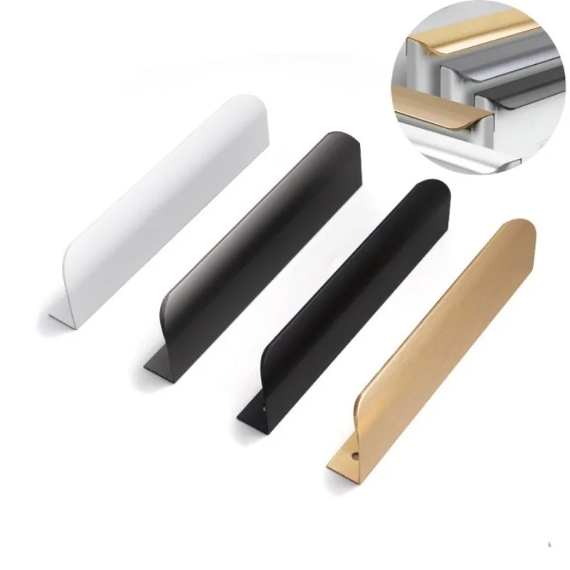Aluminum Alloy Edge Finger Pull Cupboard Handles Cabinet  Drawer Knobs Pulls  for Closet Door Furniture Hardware