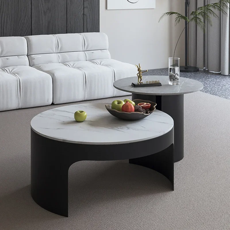 Modern Nordic country Italy, large stone coffee table, family living room furniture tea or coffee service