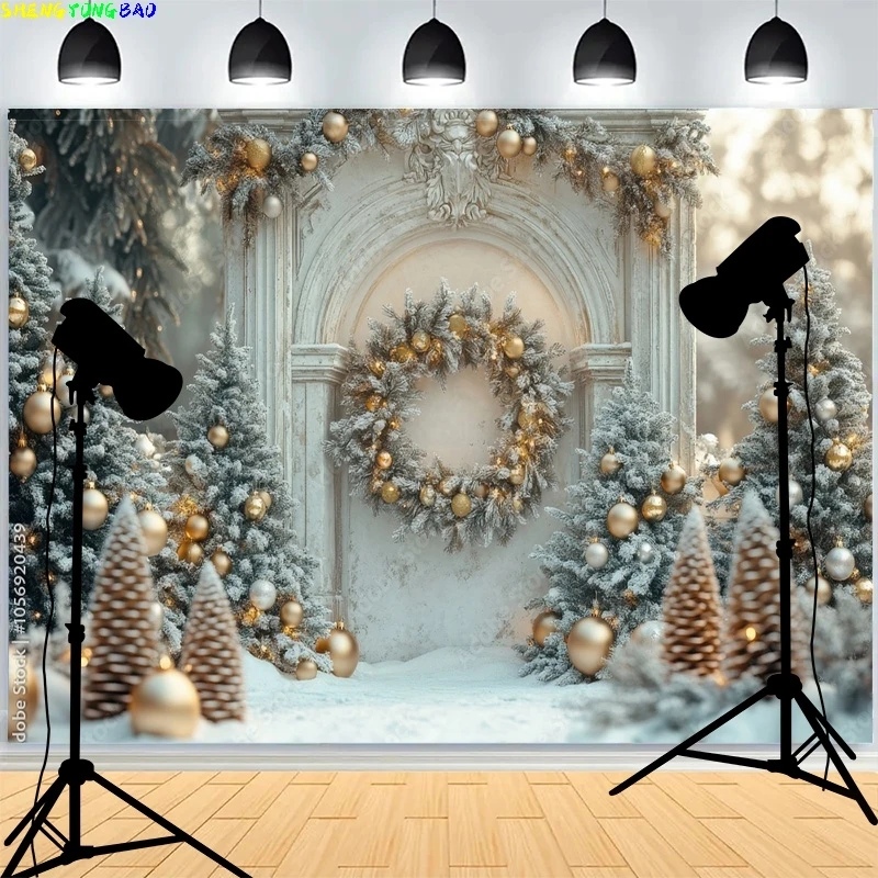 

Fireplace Christmas Day Wreach Window Photography Backdrops New Year Living Room Portrait Holiday Party Photo Background DD-18
