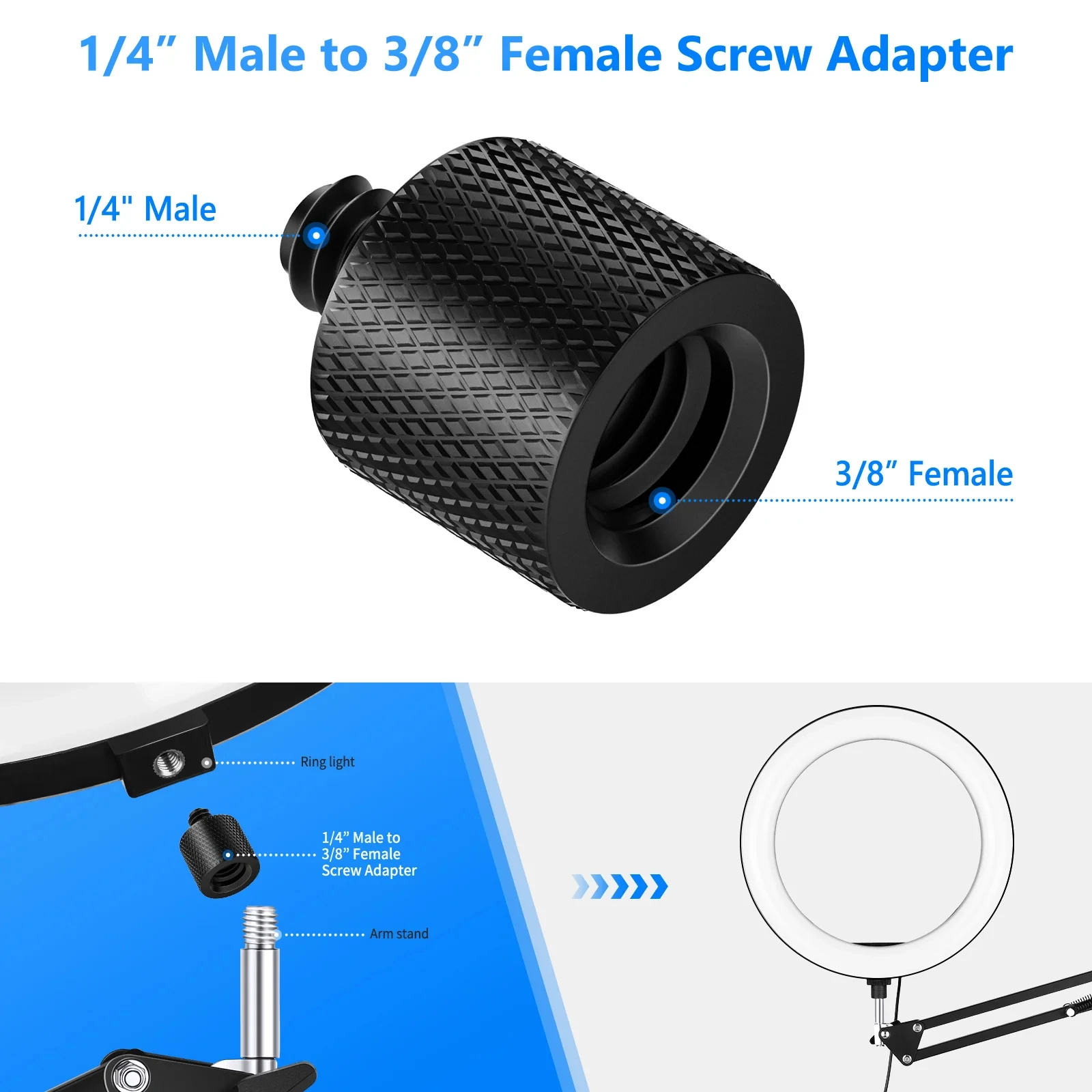 Adapter śrubowy Lanxire do mocowania statywu, 22-częściowy zestaw adapterów śrubowych 1/4” do 1/4” i 1/4” do 3/8” do montażu na statywie