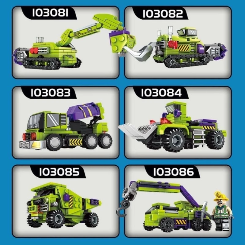 Senbao 103081-103086 Steel Mech Accumulates Into A Powerful God 6-in-1 Assembled Building Block Toy Robot