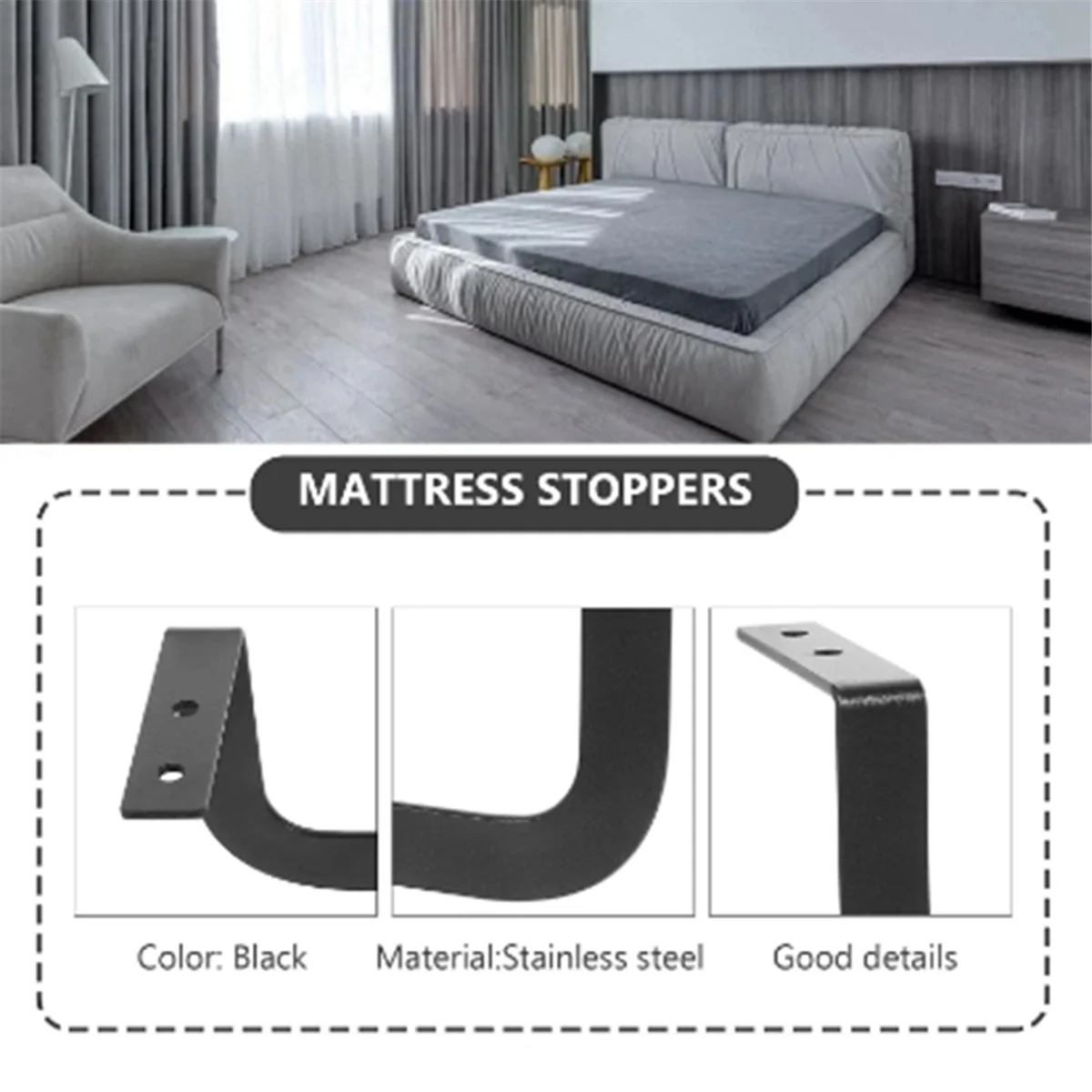 Metal Mattress Retainer Bar Keep Mattress Stopper From Sliding Slide Stopper to Prevent Sliding Holder in Place Gripper