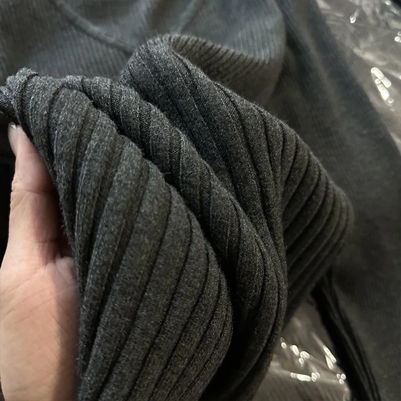 Version coréenne gris col en v tricoté chemise de Base pour les femmes printemps automne taille cintrée coupe ajustée pull haut à la mode femmes vêtements