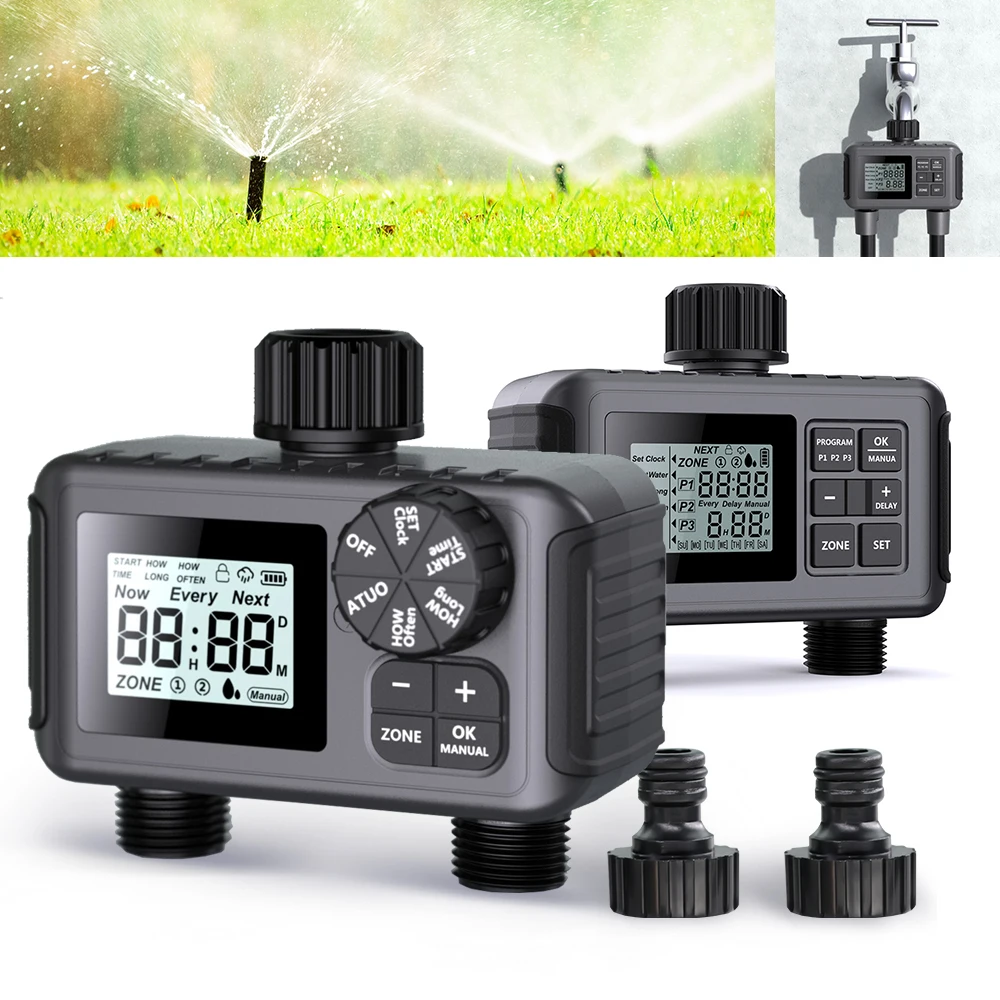 LCD Digital Garden Water Timer Rain Delay Watering Tap Hose Irrigation Controller Automatic Outdoor Waterproof Control Device