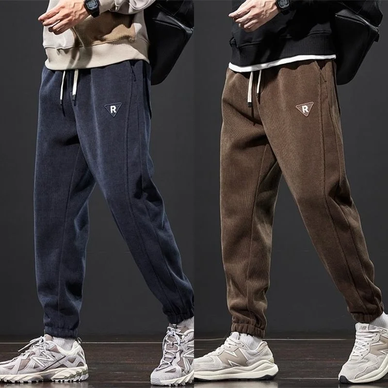 

Men's Thiened Fce Lined Corduroy Work Trousers Autumn Winter Casual Sweatpants Trendy Cargo Pants mid Waist Polyester Fiber