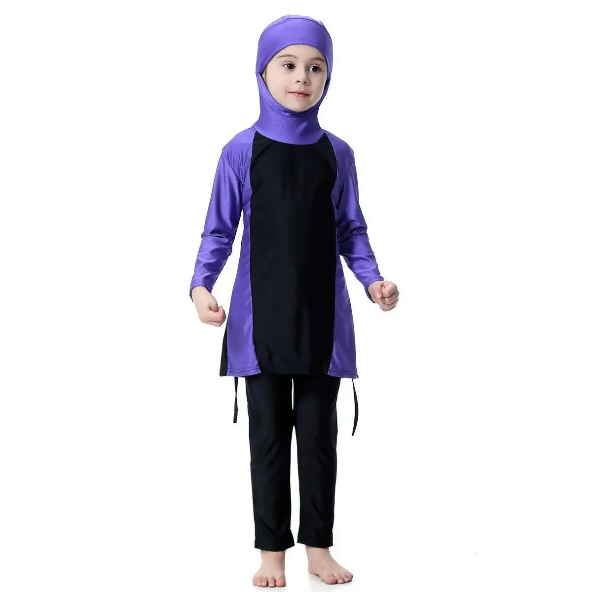 Burkini Femme Musulmane Maillot De Bain Girls Muslim Swimwear Kids Islam Swimsuit Beachwear Suit Burkinis Hooded Tops and Pants