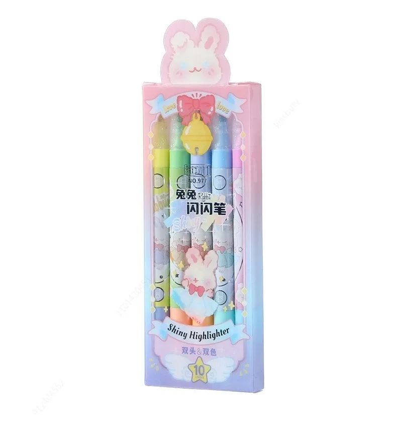 10 Farben ästhetische Stern Glitter Text marker glänzende Sammelalbum Gekritzel Stifte Notebook Highlight Marker Stift Kawaii Kinder Briefpapier – Detail 9
