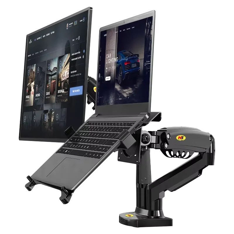 F160-FP 17-27 Inches Metal Laptop Stand for Computer Screen Combination Rack Desktop Height Rotating Cantilever