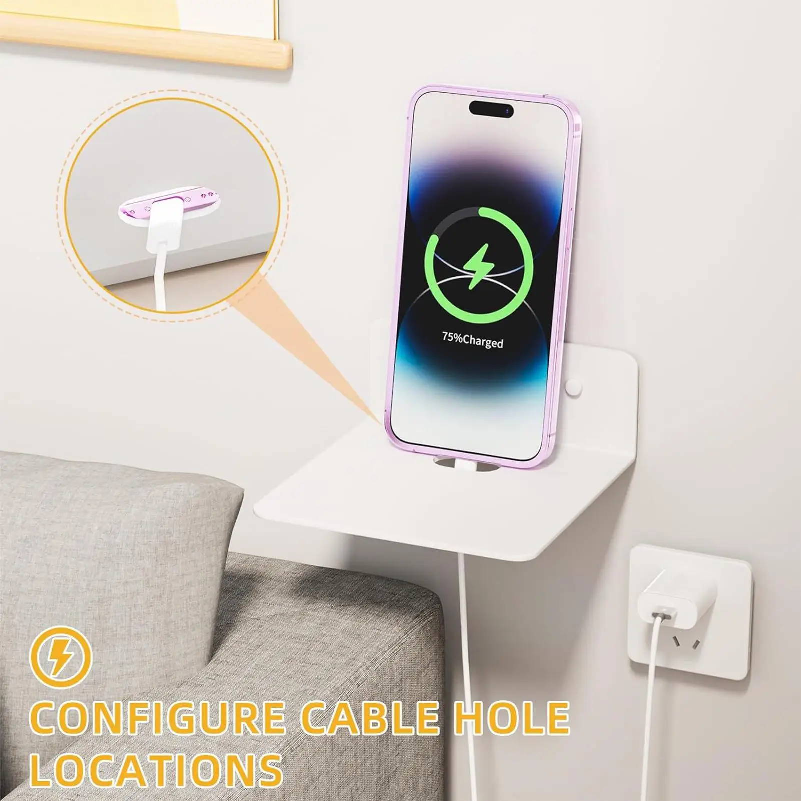 Universal Wall Mount Stand Floating Shelf for Camera Speaker Drilling or Adhesive Durable and Space-Saving Storage Holder