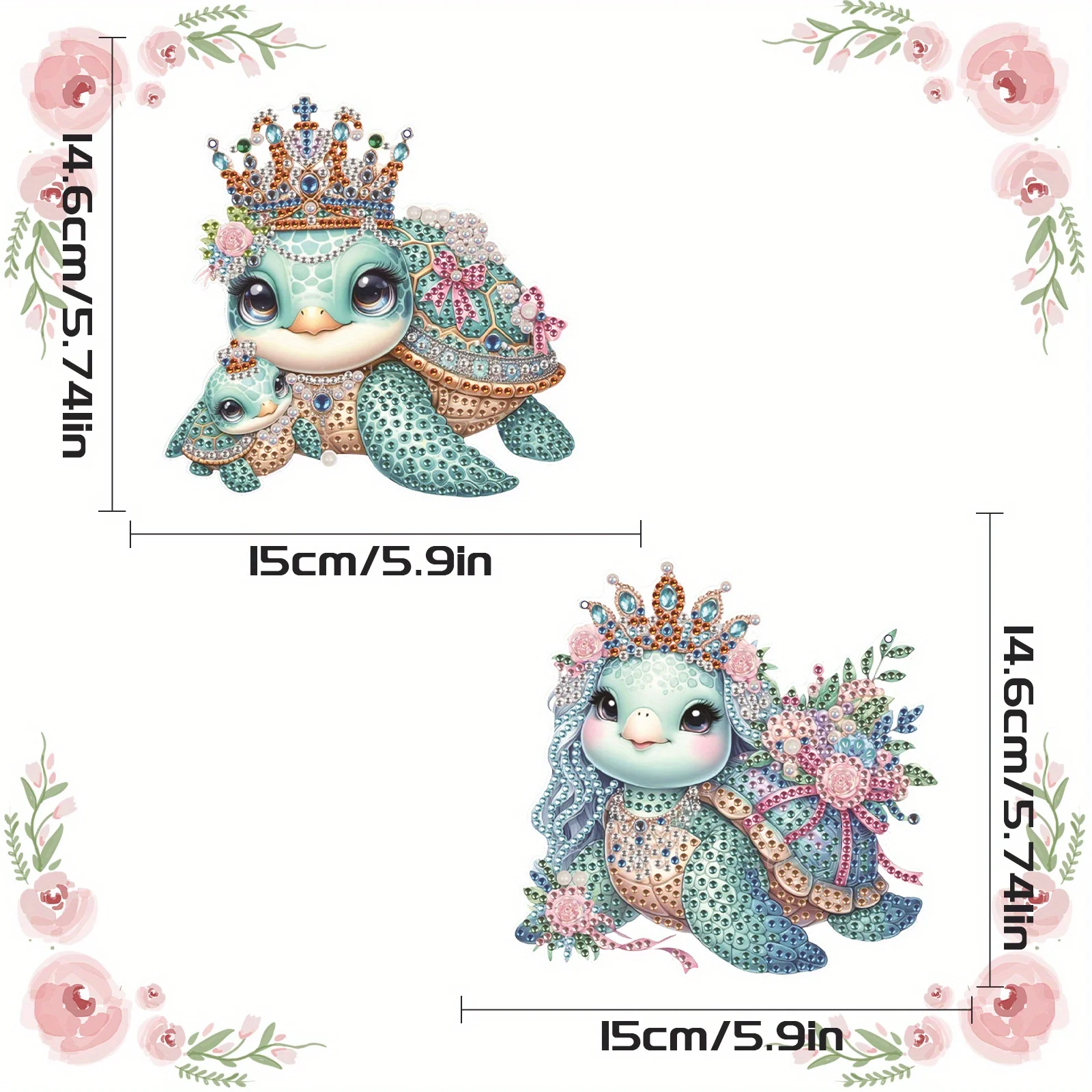 مجموعة رسم مرسومة بحرف ماسية معلقة للبالغين والمبتدئين ، سلحفاة جميلة ، شكل خاص ، رسم فني ، ديكور نافذة ، 2 * #2