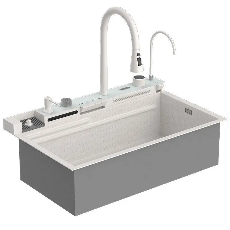 LMM Stainless Steel Whale Flying Rain Waterfall Multifunctional Dishwashing Sink Vegetable Sink Kitchen Sink