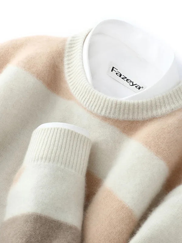 

Men's Winter Thiened Woolen Sweater round Ne Casual Loose Knitted Cardigan Color Blo Design Warm Soft Straight Cut Sle