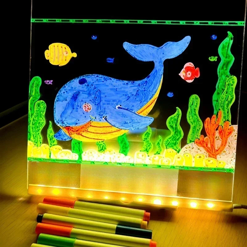 Luminous Puzzle Board for Christmas, LED Fluorescent Acrylic Surface, Warm Night Light Ambiance