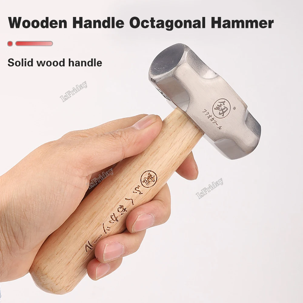 Mini Hammer FO-6028B Solid Wood Short Handle Octagonal Hammer 1LB High Carbon Steel Small Hammer Manual Hardware Tool