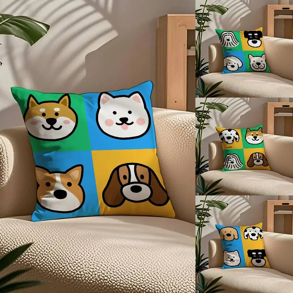 

Cartoon Simple Lines Dog Anime Pillow Case Comfort Sofa Bed Silky elegant Invisible zipper Custom Decorative cushion cover