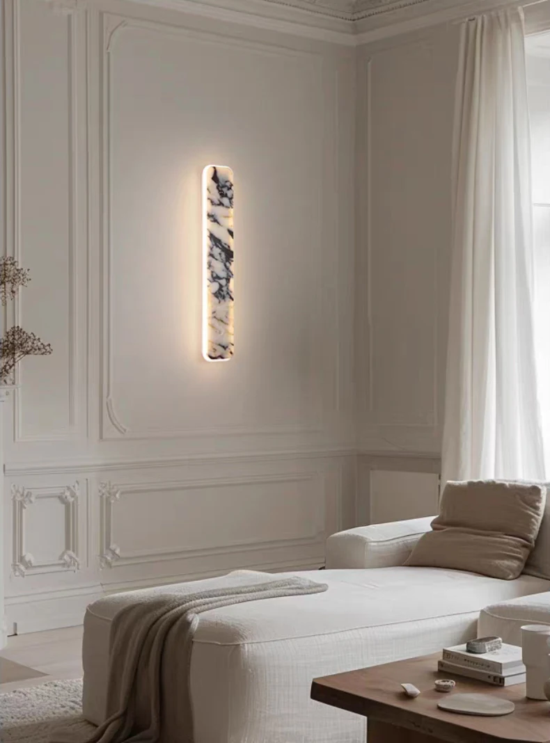 Rectangular Natural Marble LED Wall Light Home Atmosphere