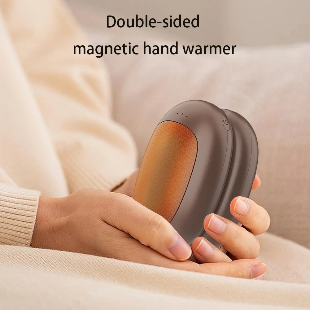 Magnetic Rechargeable Hand Warmers Double-Sided Heating Electric Hand Warmer Pocket Heater Portable Handwarmer Indoor Outdoor