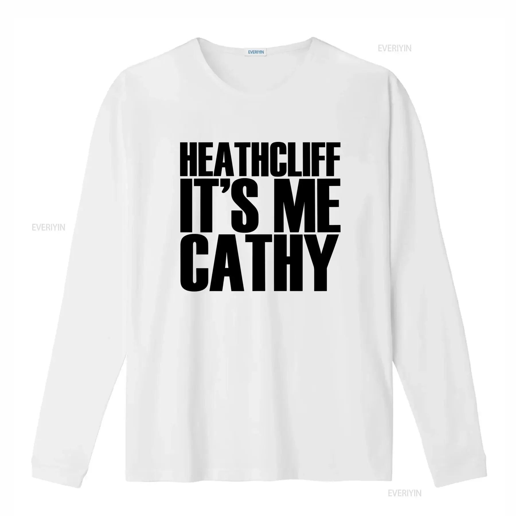 T shirt Heathcliff É Eu Cathy Gola Redonda Casual Tecido Ligeiramente Elástico Corte Normal Padrão Estampado Perfeito para