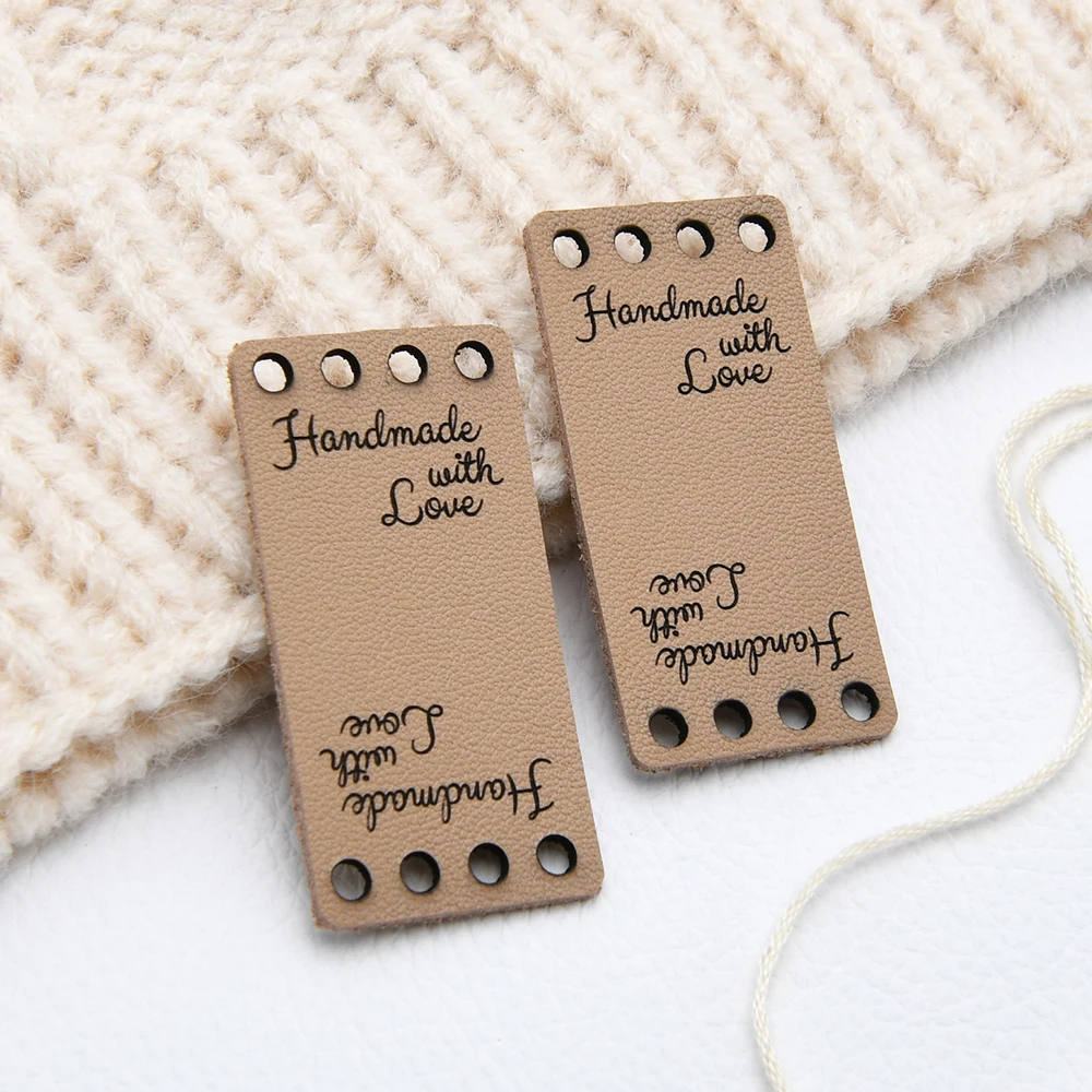 

Laser Engraved Labels, Knitting Labels, Genuine Leather, Name Tags, Custom Logo, Sewing Tags, 1x2 Inches, D520