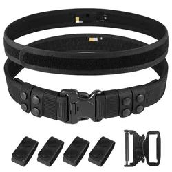 Molle Quick Release Tactical Belt for Men, Double Layered Waistband, Inner and Outer Combination, Hunting and Airsoft, 2 in