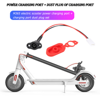 2pcs/Set Electric Scooter Power Charger Cord Cable+Charging Port Plug Cover for Xiaomi M365 Scooter Accessories