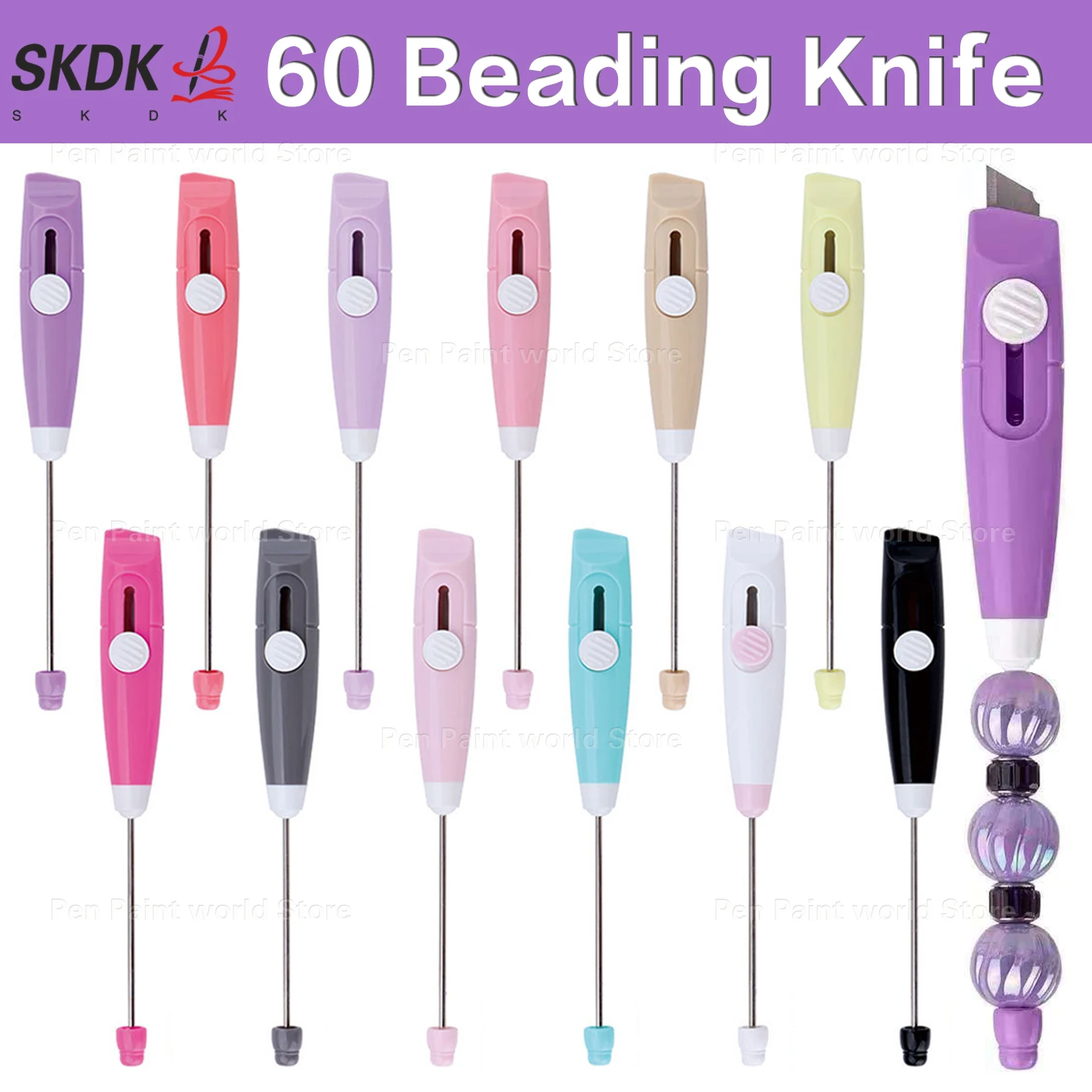 60Pcs Beaded Utility Knife - Creative DIY Letter Opener & Paper Cutter for Desk Use
