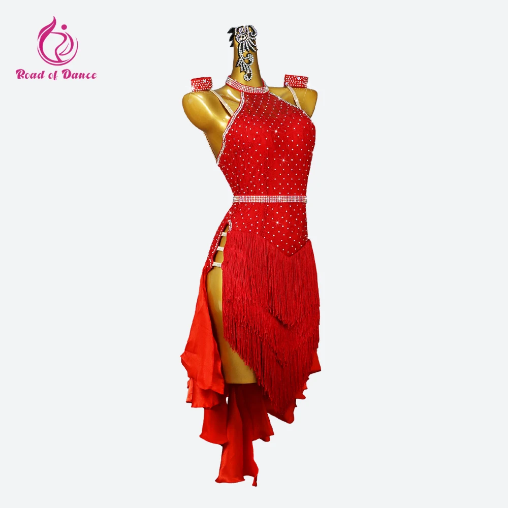

Red Women's Prom Dress Latin Dance Clothes 2025 Party Girl Outfits Fringed Suit Female Skirt Wear Ballroom Sexy Practice Costume