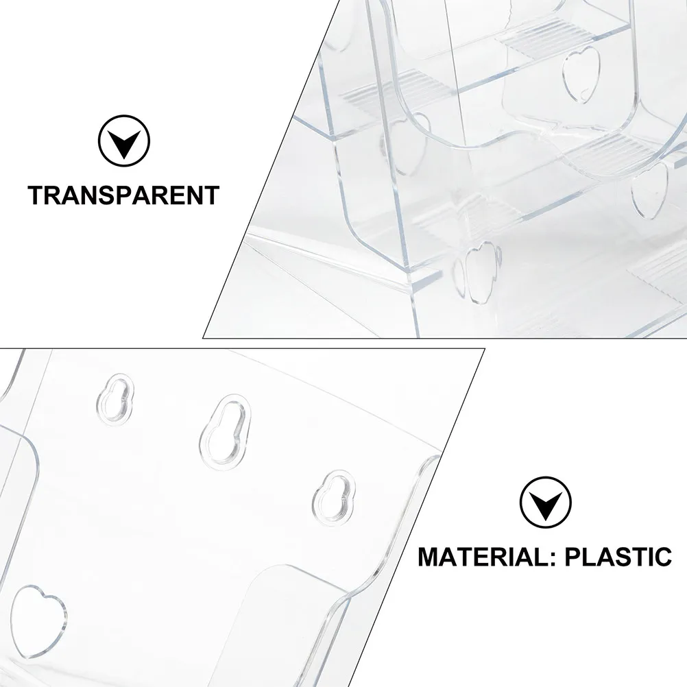 2Pcs A5 4-Tier Clear Plastic Brochure Display Stand for Flyers Pamphlets Literature Organization in Office Home Retail Space