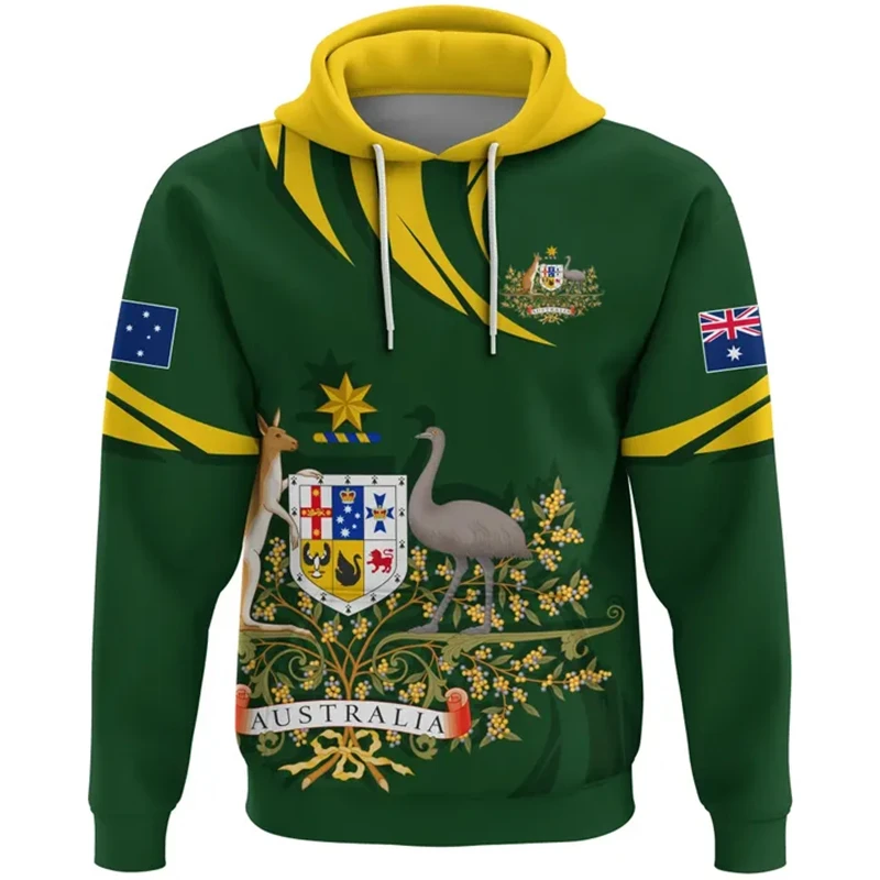 Australia Flag Map 3D Printed Hoodies For Men Clothes Australian National Emblem Sweatshirts Casual Unisex Hoodie Boy Hoody Tops