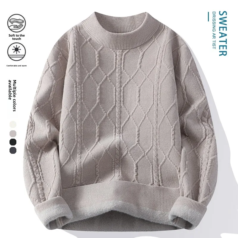 

Утепленный вязаный свитер мужской, повседневный, пушистый, новый дизайн, осень-зима, новая модель, базовая внутренняя одежда, из полиэфирного волокна