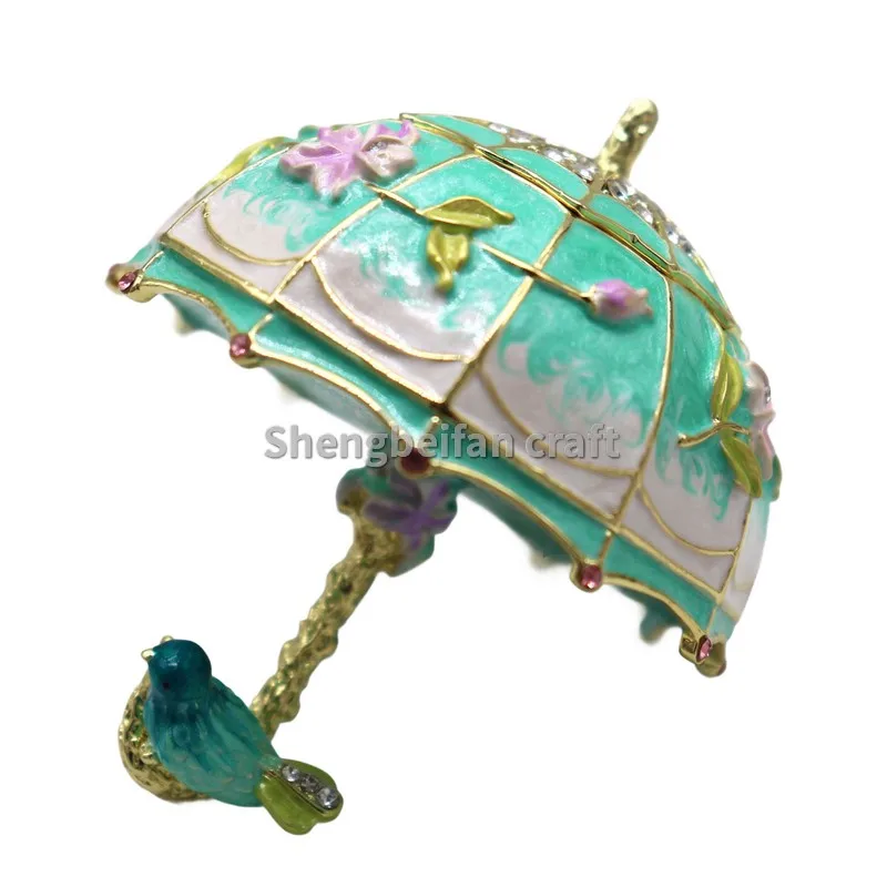 

Utgdf Metal Craft Enamel Ornament Umbrella Jewelry Box Trinket Counter Decoration Bithday Gift Trinket Box For Home Decor Neckla