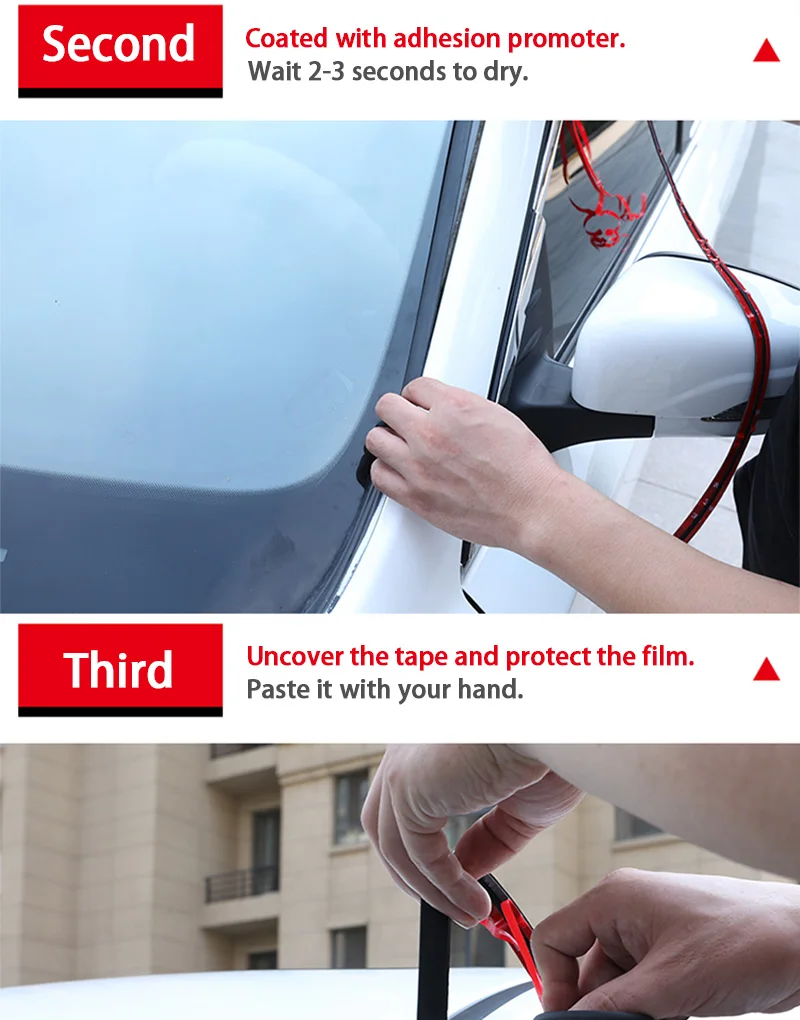 Auto T-förmiger Gummidichtungsstreifen 2M/4M Dach- & Windschutzscheiben-Kantendichtungsstreifen zur Reduzierung von Windgeräuschen Auto-Zubehör – Detail 8
