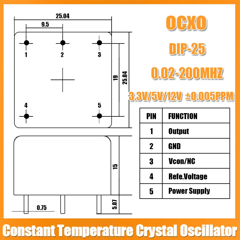 (1PCS) OCXO DIP-25 22.5792M 22.5792MHZ Constant Temperature Crystal Oscillator Sine Wave/Square wave 3.3V-5V-12V DIP-5