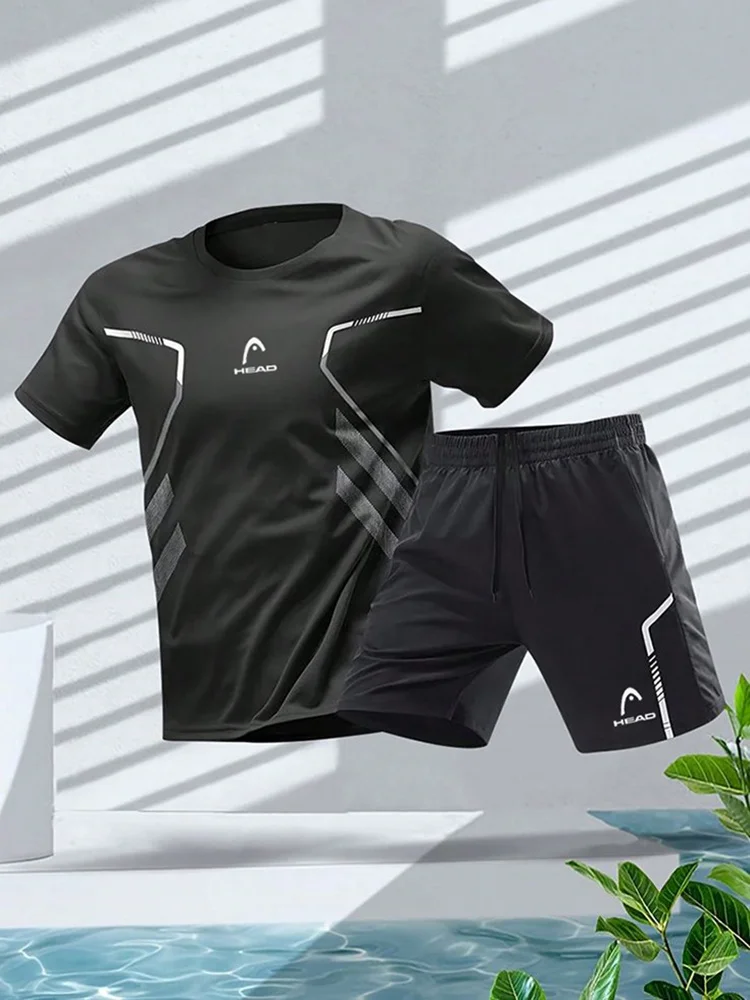 Men\'s T-shirt And Shorts Set Summer Men\'s Tennis Short Sleeve T-shirt Stylish And Comfortable Badminton Training Shorts Hot Sale