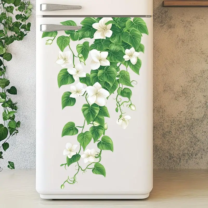 Elegant Magnolia Refrigerator Sticker Self-Adhesive Removable Waterproof Wall Decal Kitchen Appliances Stickers Home Decor