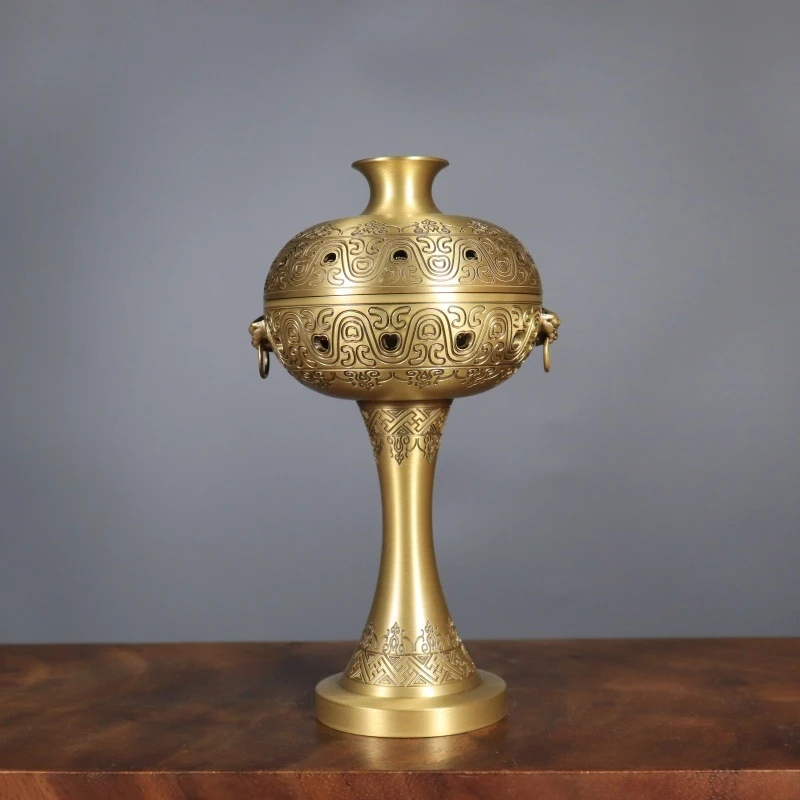 Pure copper coiled dragon pattern vase , high-end aromatherapy , sandalwood disc burner, incense bur