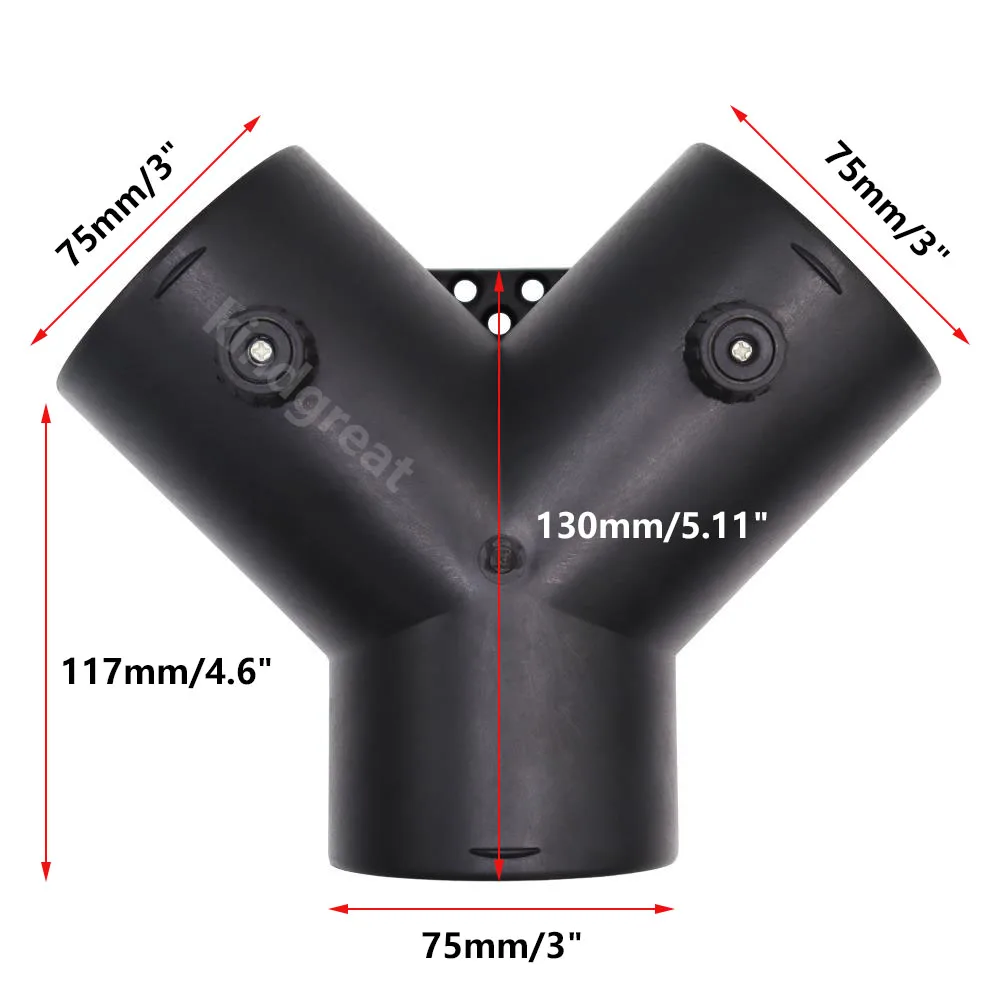 75mm Y Pipe With Flap Valve Parking Heater Exhasut Ducting Air Vent Regulator Outlet Connector