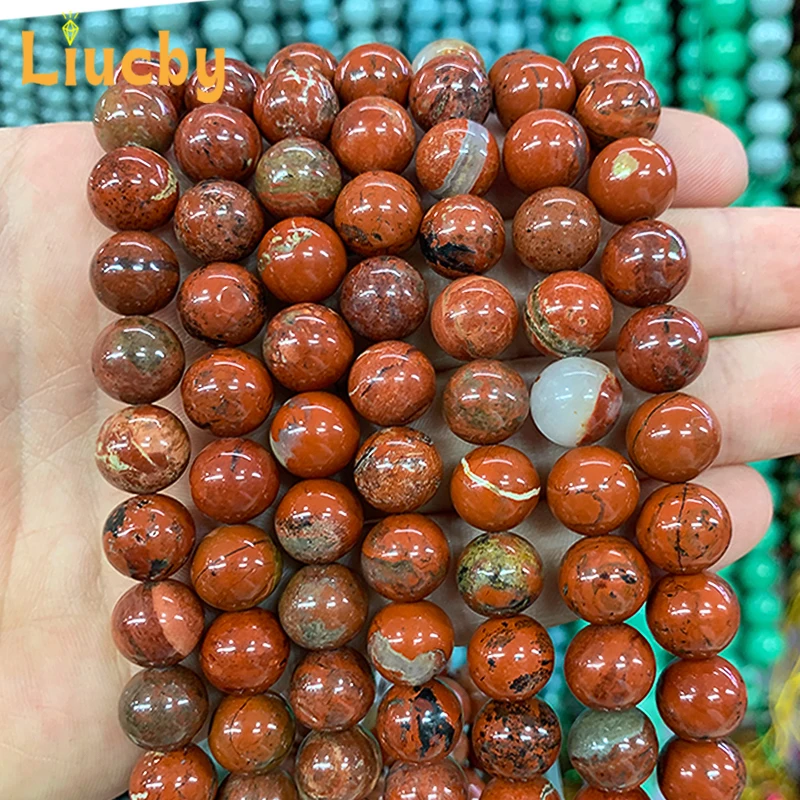 China Chic Natural Stone Reddish Brown Jaspers Pattern Beads For Jewelry Making DIY Handstring Accessories 15