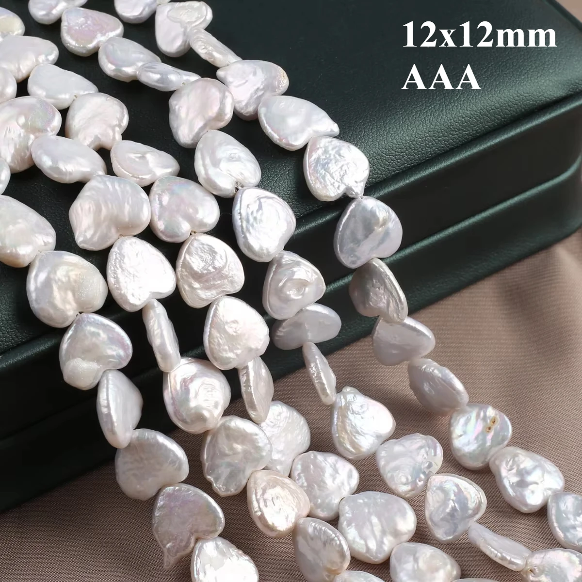 12x12mm AAA Natural Pearl Peach Heart Delicate Shape Elegant Appearance for DIY Jewelry Making Handmade Bracelet Necklace 36cm