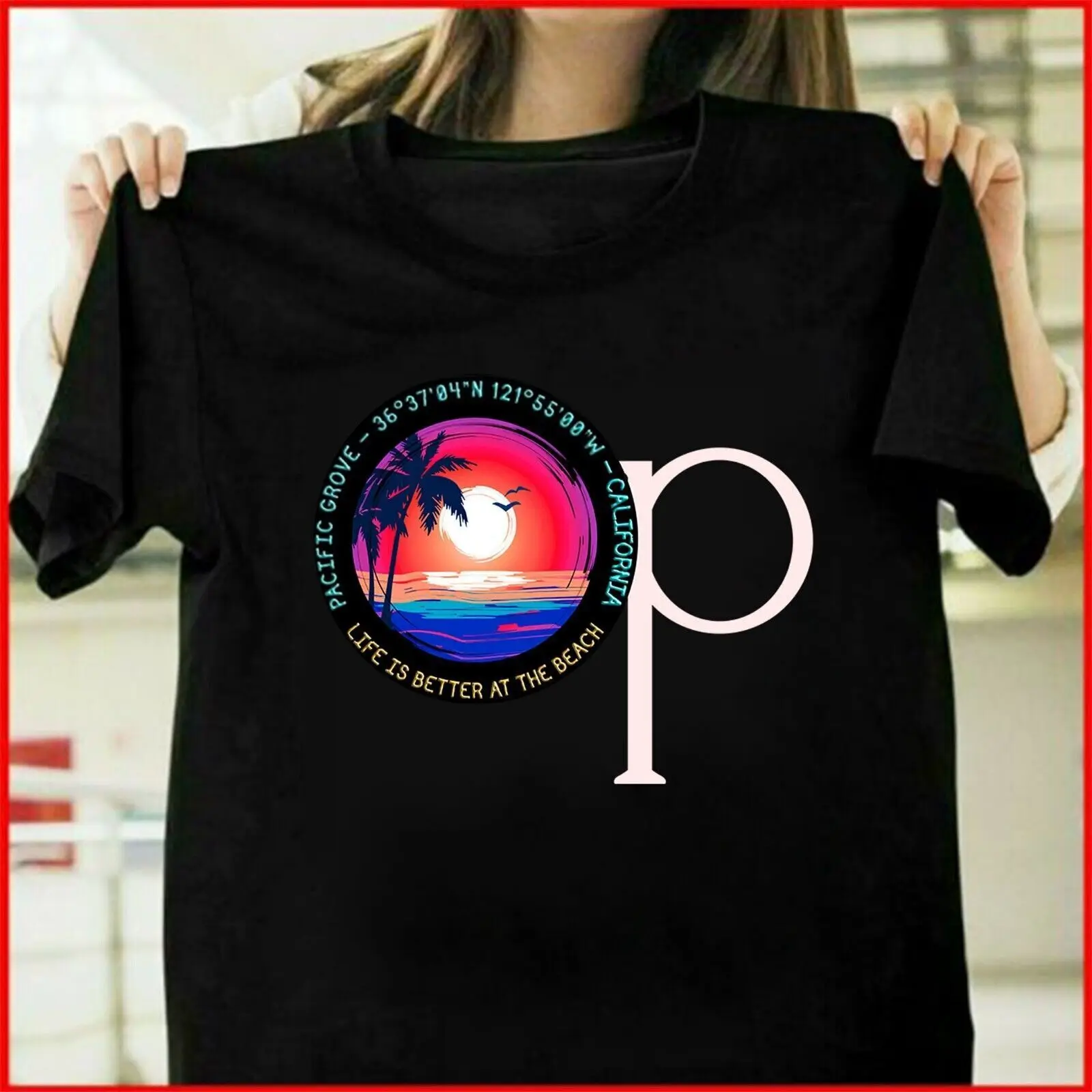 Ocean Pacific The Beach Sunset 1980 California T Shirt Size S_5XL