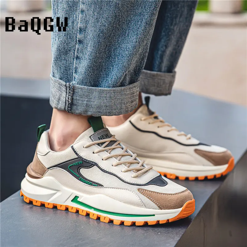 

Men's Fashion Color Matching Casual Soft Shoes Soft Breathable Mesh Lined Male Shoes Outdoor Non-slip Sport Running Sneakers